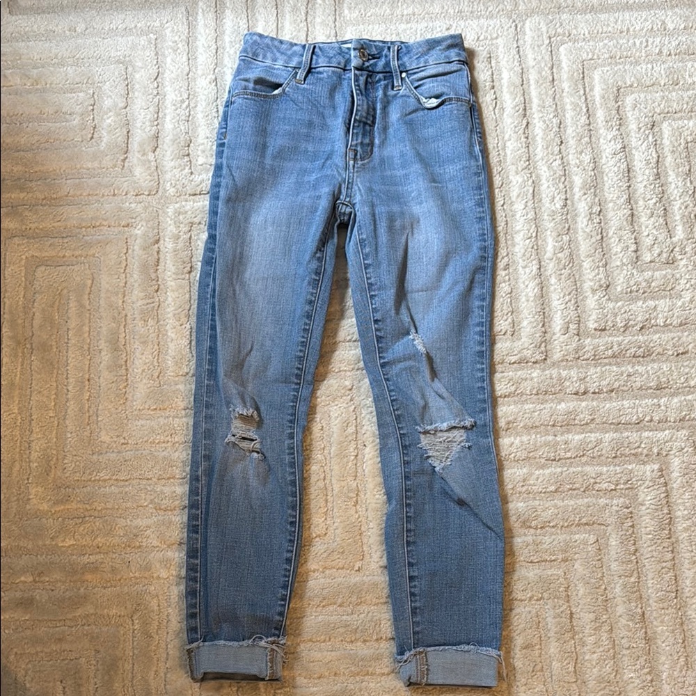 PacSun Blue Skinny Jeans with Distressed Knees